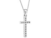 White Cubic Zirconia 14k White Gold Cross Pendant With Chain 0.30ctw