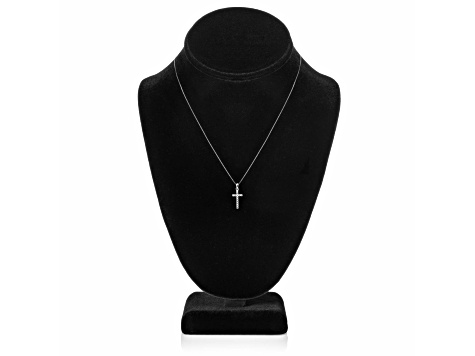 White Cubic Zirconia 14k White Gold Cross Pendant With Chain 0.30ctw