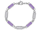 Judith Ripka 2.10ctw Bella Luce® and Purple Enamel Rhodium Over Sterling Silver Station Bracelet