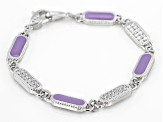 Judith Ripka 2.10ctw Bella Luce® and Purple Enamel Rhodium Over Sterling Silver Station Bracelet