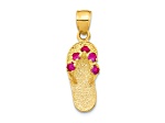 14k Yellow Gold Cubic Zirconia January Birthstone Flip Flop Pendant