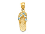 14k Yellow Gold 3D Textured Cubic Zirconia March Birthstone Flip Flop Pendant