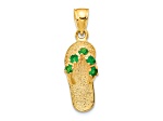 14k Yellow Gold Textured 3D May Cubic Zirconia Birthstone Flip Flop Pendant