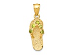 14k Yellow Gold Textured 3D August Cubic Zirconia Birthstone Flip Flop Pendant