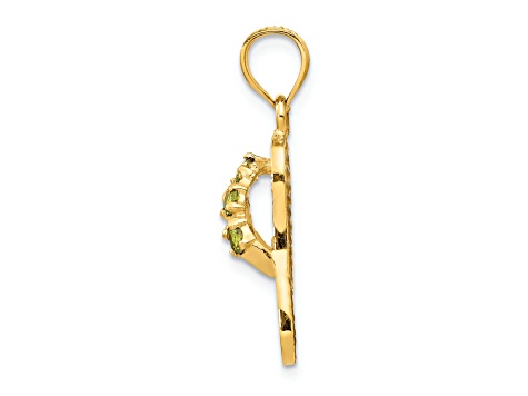 14k Yellow Gold Textured 3D August Cubic Zirconia Birthstone Flip Flop Pendant