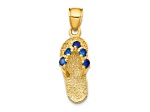 14K Yellow Gold 3D September Cubic Zirconia Birthstone Flip Flop Pendant