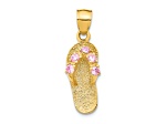 14K Yellow Gold 3D October Cubic Zirconia Birthstone Flip Flop Pendant