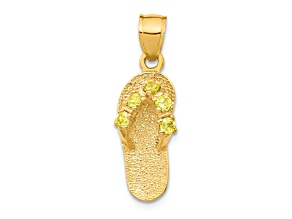 14k Yellow Gold Cubic Zirconia November Birthstone Flip Flop Pendant