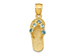 14k Yellow Gold 3D Textured Cubic Zirconia December Birthstone Flip Flop Pendant