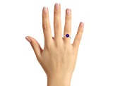 8mm Round Amethyst and 1/10 ctw Diamond Rhodium Over Sterling Silver Ring