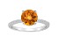 8mm Round Citrine and 1/10 ctw Diamond Rhodium Over Sterling Silver Ring