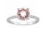 8mm Round Rose Quartz and 1/10 ctw Diamond Rhodium Over Sterling Silver Ring