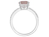 8mm Round Rose Quartz and 1/10 ctw Diamond Rhodium Over Sterling Silver Ring