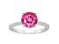 8mm Round Pink Topaz and 1/10 ctw Diamond Rhodium Over Sterling Silver Ring