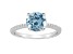 8mm Round Sky Blue Topaz and 1/10 ctw Diamond Rhodium Over Sterling Silver Ring