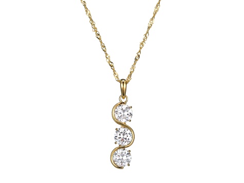 White Cubic Zirconia 18k Yellow Gold Over Sterling Silver April Birthstone Pendant 6.56ctw