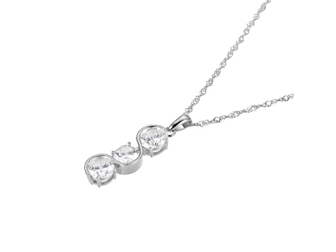 White Cubic Zirconia Platinum Over Sterling Silver April Birthstone Pendant 6.56ctw