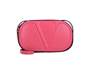 Valentino Garavani VLogo Walk Crossbody Bag Pink Calf Leather Medium