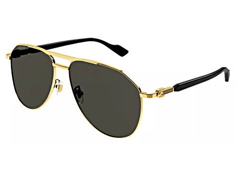 Gucci aviator sunglasses in gold-tone and black Gucci Black Aviator Sunglasses Gold-Tone Detail main image 3