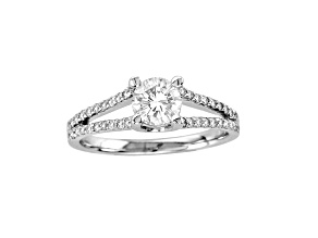 14K White Gold 0.95ctw Diamond Split Shank Engagement Ring