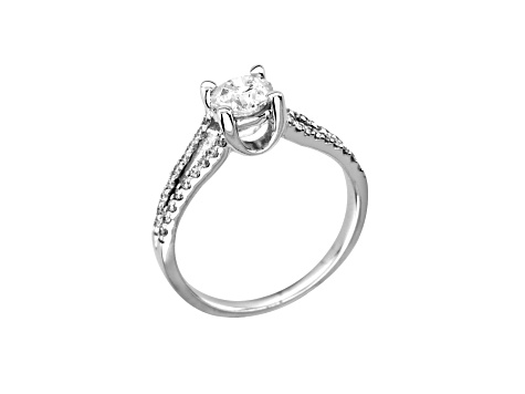 14K White Gold 0.95ctw Diamond Split Shank Engagement Ring