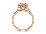 14K Rose Gold Morganite Diamond Halo Engagement Ring 1.09ctw