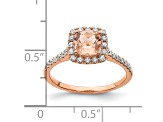 14K Rose Gold Morganite Diamond Halo Engagement Ring 1.09ctw