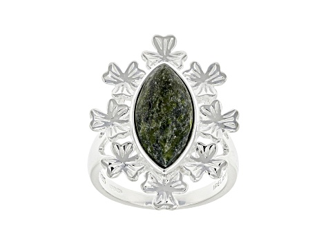 Marquise Connemara Marble Sterling Silver Ring