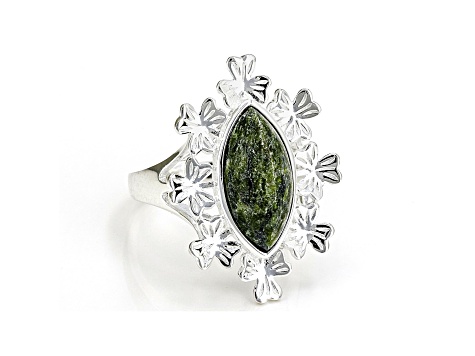 Marquise Connemara Marble Sterling Silver Ring