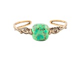 Barse Jewelry Lime Green Composite Turquoise Gold Tone Ornate Cuff