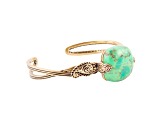 Barse Jewelry Lime Green Composite Turquoise Gold Tone Ornate Cuff