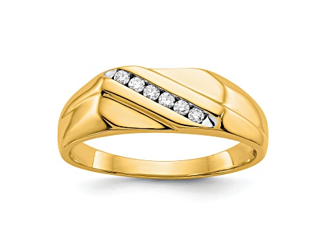 10K Yellow Gold Diamond Men's Ring 0.13ctw
