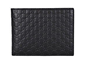 Gucci Men's Microguccissima Black Leather Trifold Wallet