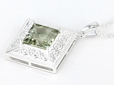 4.64ct Lab Prasiolite Celtic Silvertone Pendant with 24" Chain