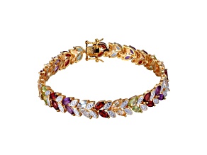 Multi-Color Multi-Gemstone 18k Yellow Gold Over Sterling Silver Bracelet