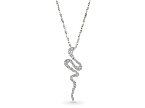 White Diamond Rhodium Over Sterling Silver Snake Station Necklace 0.33ctw