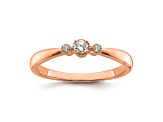 14K Rose Gold Petite Beaded Edge Round Diamond Ring 0.1ctw