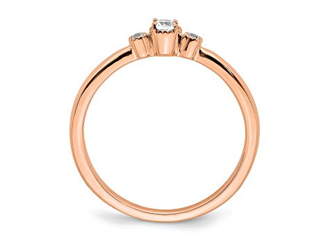 14K Rose Gold Petite Beaded Edge Round Diamond Ring 0.1ctw