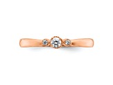 14K Rose Gold Petite Beaded Edge Round Diamond Ring 0.1ctw