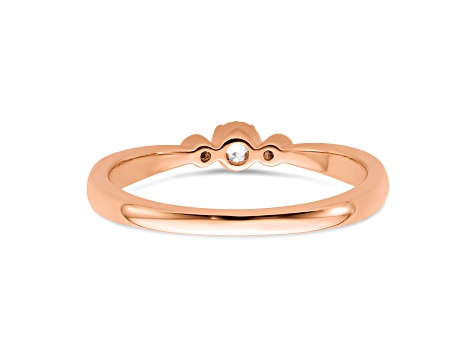 14K Rose Gold Petite Beaded Edge Round Diamond Ring 0.1ctw