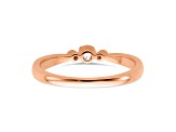 14K Rose Gold Petite Beaded Edge Round Diamond Ring 0.1ctw