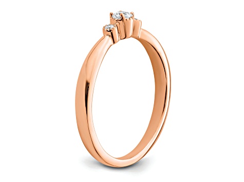 14K Rose Gold Petite Beaded Edge Round Diamond Ring 0.1ctw