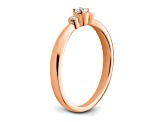 14K Rose Gold Petite Beaded Edge Round Diamond Ring 0.1ctw