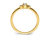 14K Yellow Gold Petite Beaded Edge Round Diamond Ring 0.1ctw