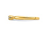 14K Yellow Gold Petite Beaded Edge Round Diamond Ring 0.1ctw