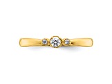 14K Yellow Gold Petite Beaded Edge Round Diamond Ring 0.1ctw