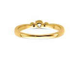 14K Yellow Gold Petite Beaded Edge Round Diamond Ring 0.1ctw