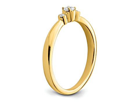 14K Yellow Gold Petite Beaded Edge Round Diamond Ring 0.1ctw