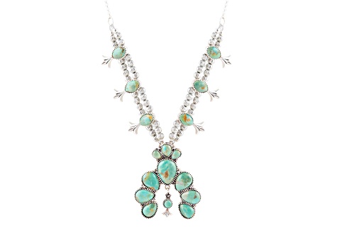 Barse Jewelry Blue Turquoise Sterling Silver Floral Statement Necklace