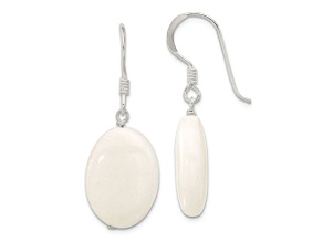 Sterling Silver White Jadeite Dangle Shepherd Hook Earrings